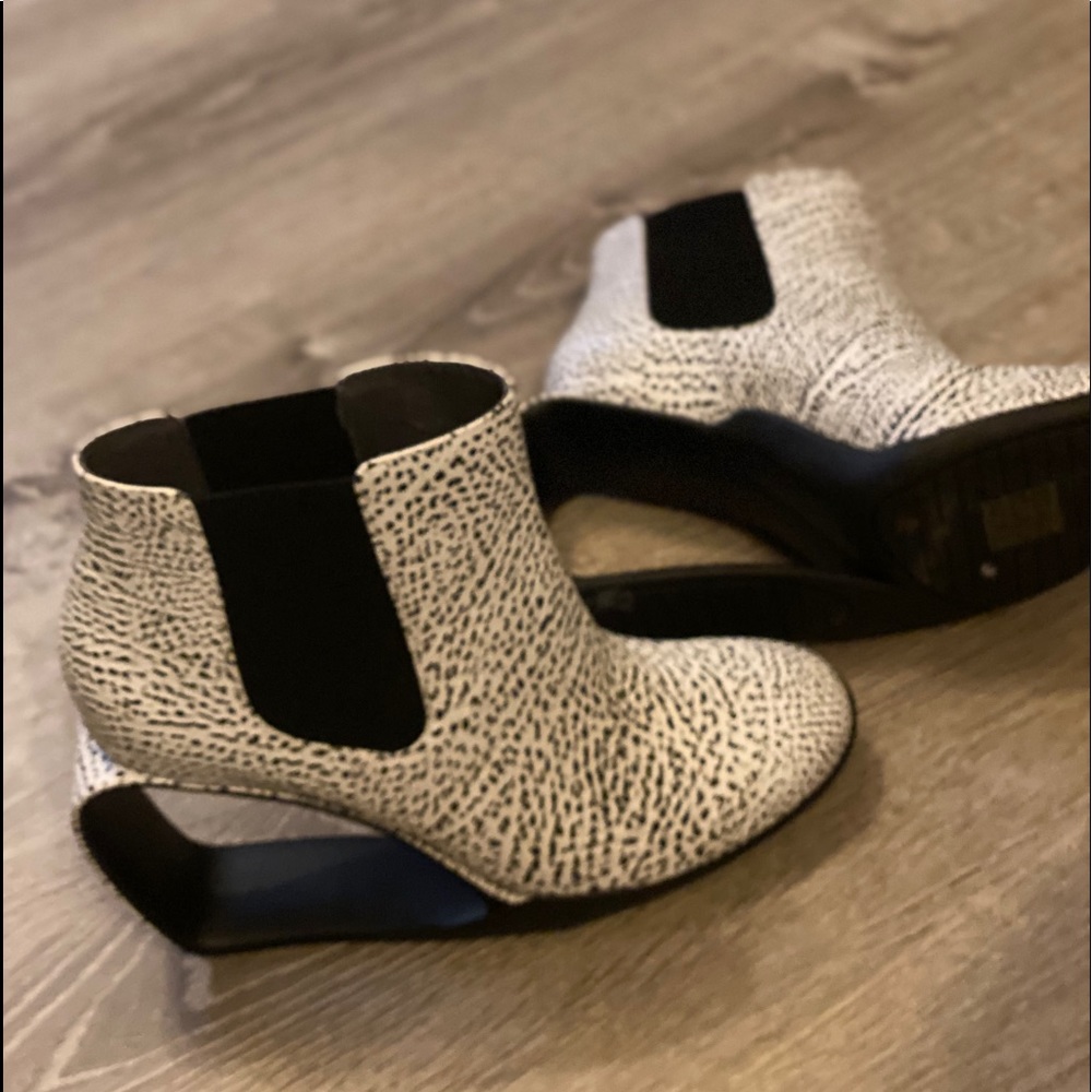 Black and white boots
